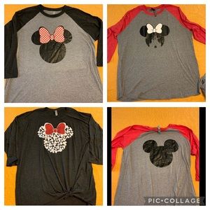 4 Disney themed 3/4 sleeve t-shirts